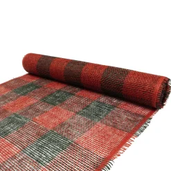 DECOR MESH 21″ X 5 YDS RED/ BLACK CHECKER BURLAP LOOK