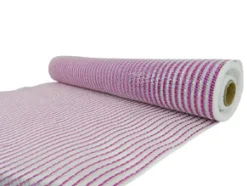 DECOR MESH 21″ X 10 YDS WHITE/ FUCHSIA PIN STRIPE