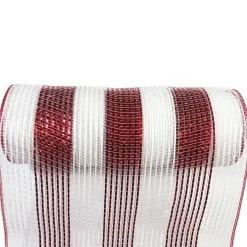 DECOR MESH 10”X10 YDS LN RED WHITE WITH RED WHITE METALLIC