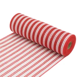 DECOR MESH 10.5″x10 YDS LN RED/WHITE STRIPES