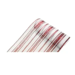 DECOR MESH 10.5″x10 YDS LN WHITE/RED STRIPES