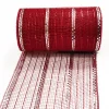 DECOR MESH 6”x10 YDS. RED W/ RED & SILVER METALLIC