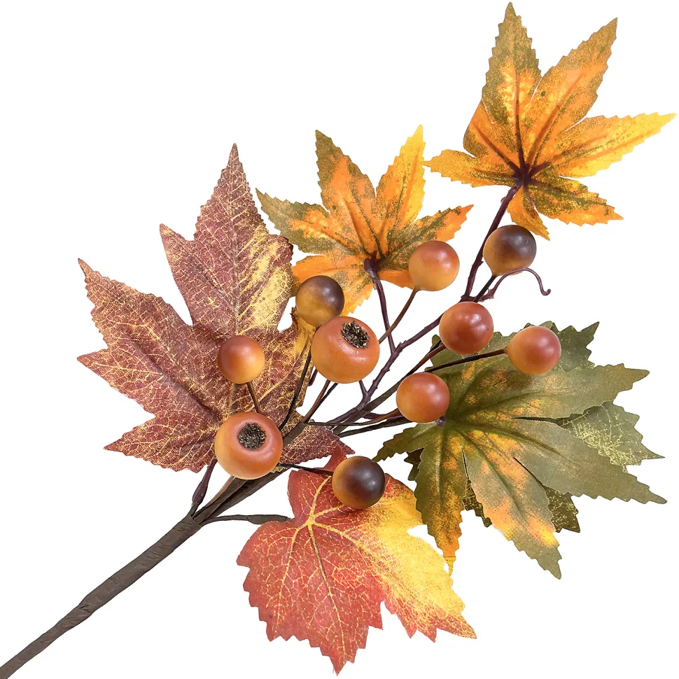 FALL SPRAY 16″ MAPLE LEAF/BERRY ORANGE/MULTI