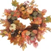 FALL WREATH 24″ PUMPKIN/PINECONE/MAPLE LEAVES W/ BERRIES ORANGE/MULTI