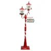 FLOOR RETRO DOUBLE LANTERN WITH SNOWMAN, SANTA & ROTATING REINDEER SNOWING SCENE 77″