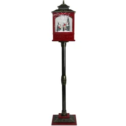 FLOOR RETRO STREET LAMP WITH SANTA & SNOWMAN SEE-SAW-SAW SNOWING SCENE 49″