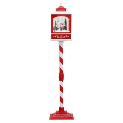 FLOOR RETRO STREET LAMP WITH SANTA & SNOWMAN SEE-SAW SNOWING SCENE 49″