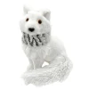 FOX WHITE SITTING 11.5″ FUR W/ GRAY SCARF