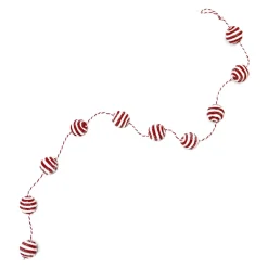 GARLAND CANDY CANE BALLS 59″ FROSTED RED/WHITE