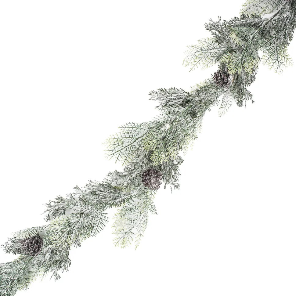 GARLAND CEDAR 72″ FROSTED W/ PINE CONES