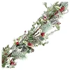 GARLAND GRN 60″ HOLLY LEAF, MIXED GREENS, RED BERRIES & CONES FROSTED