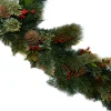 GARLAND NAT. MIXED NEEDLE PINE 6′ X 14″ 120 TIPS W/ RED BERRIES & CONES