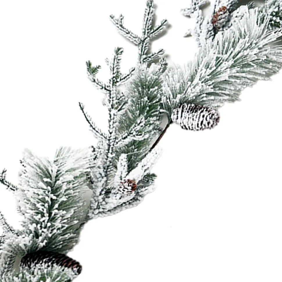 GARLAND PINE 60″ FLOCKED MIXED PINES W/ PINE CONES