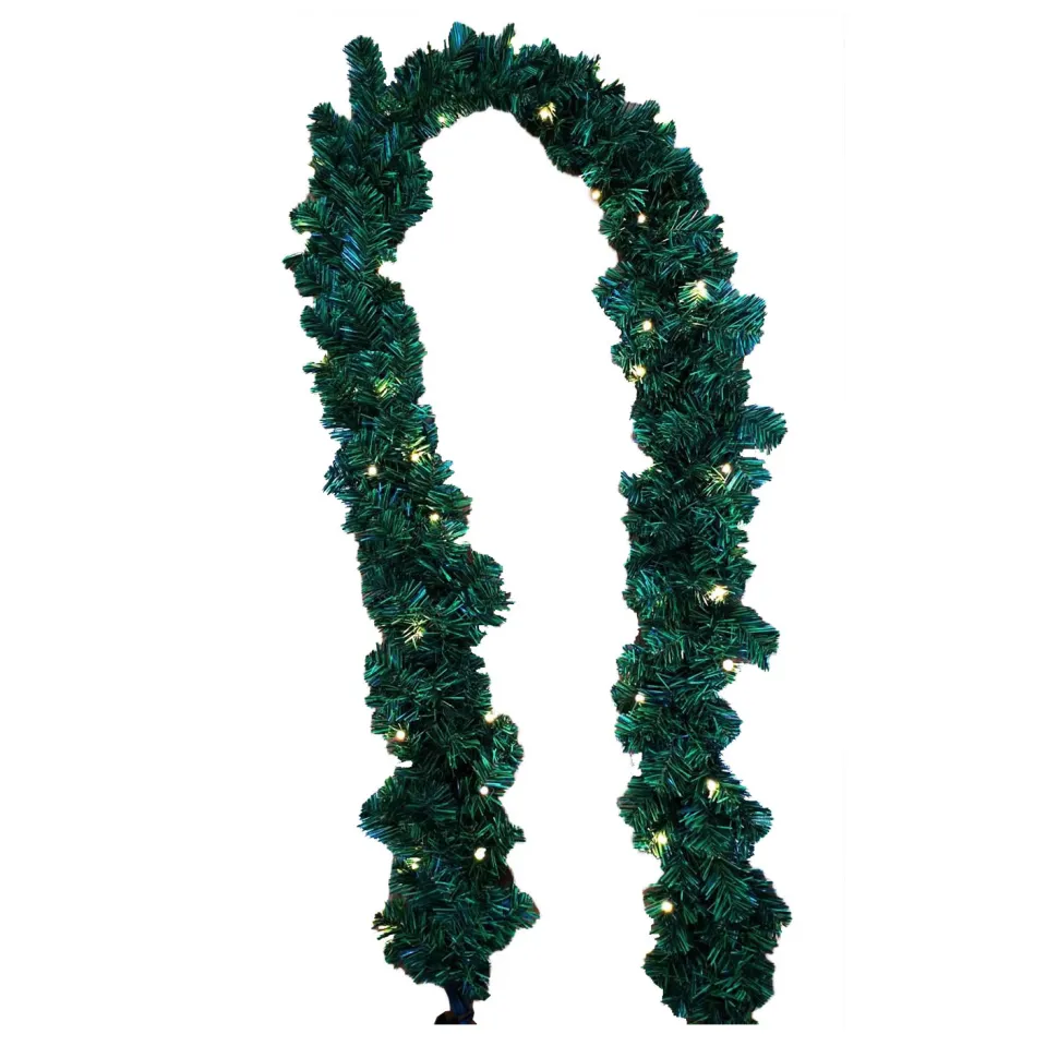 GARLAND PRE-LIT NAT. SHERWOOD PINE 9′ X 12″ 180 TIPS W/50 LED LIGHTS