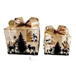 GIFT BOX WIRE 6″/8″ WITH LED LIGHTS & DECORATION SET OF 2