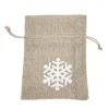 GIFT SACK NATURAL 5″ W/ WHITE SNOWFLAKE 5″ BURLAP