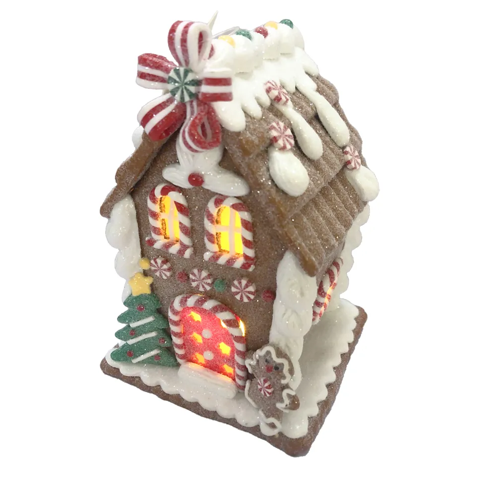 GINGERBREAD HOUSE W/ LED (YELLOW) 5.6″ CLAY DOUGH