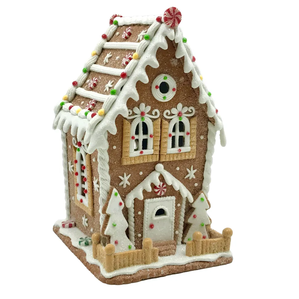 GINGERBREAD HOUSE W/ LED (YELLOW) 8.3″ CLAY DOUGH