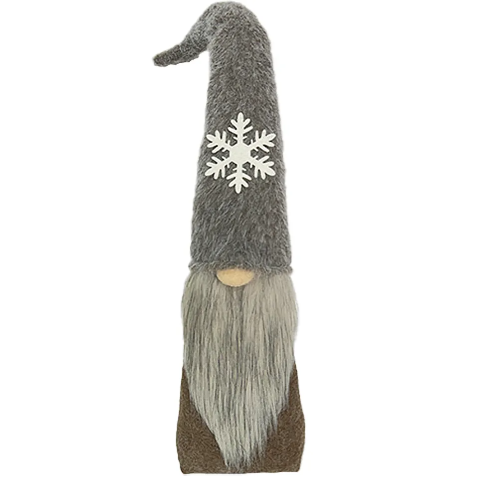 GNOME PLUSH FAUX FUR BROWN 24.5″ W/ SNOWFLAKE