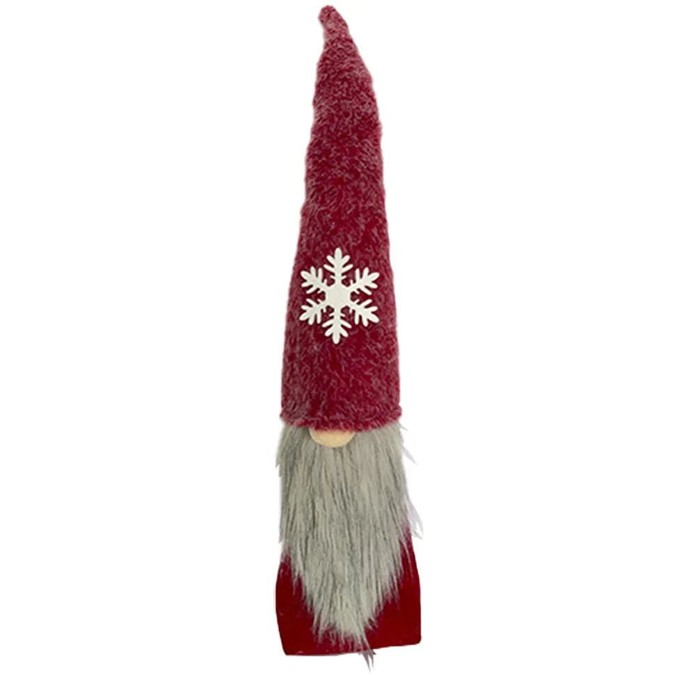 GNOME PLUSH FAUX FUR RED 24.5″ W/ SNOWFLAKE