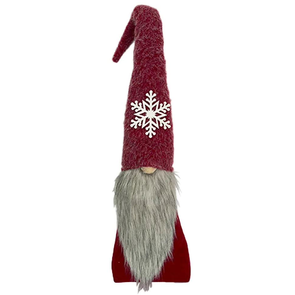 GNOME PLUSH FAUX FUR RED 34.5″ W/ SNOWFLAKE