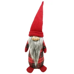 GNOME PLUSH STANDING 19″ RED PLAID W/ FACE
