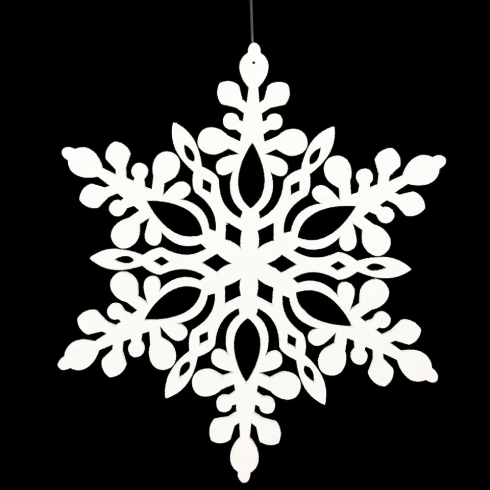 HANGING SNOWFLAKE 14″ WHITE GLTR
