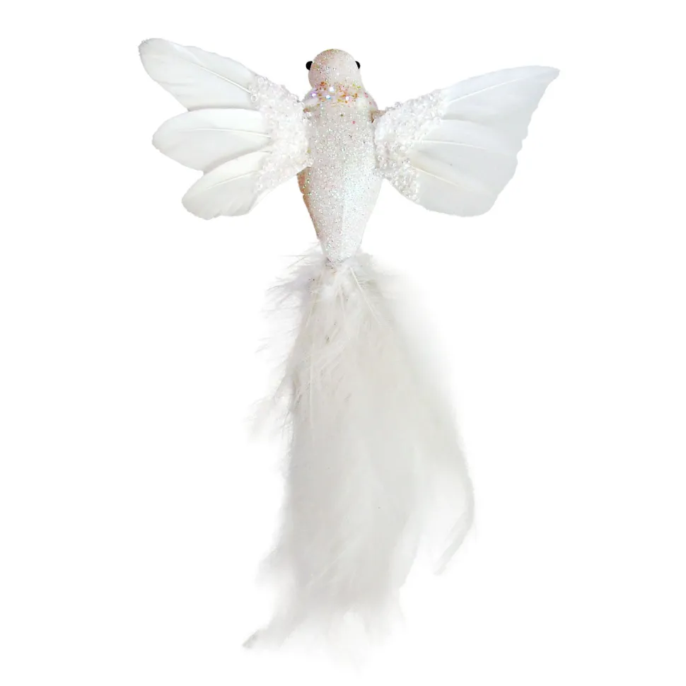HUMMING BIRD WHITE 6″X 4″ W/ GLITTER & CLIP
