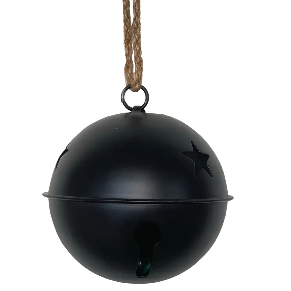 JINGLE BELL BLACK MATT 5.5″ W/ ROPE HANGER