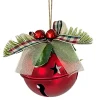 JINGLE BELL RED METALIC 3″ W/ PINE & SHEER BOW