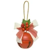JINGLE BELL RED 60MM W/ WHITE/ RED BOW & HOLLY BERRY