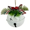 JINGLE BELL WHITE SHINY 3″ W/ RED/GREEN BOW