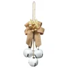 JINGLE BELL WHITEx3 35MM W/ TAN RIBBON BOW & GOLD LVS./BERRIES