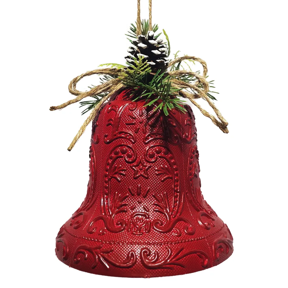 LIBERTY BELL EMBOSSED PVC RED ANTIQUE 6″ W/ PINE & CONE