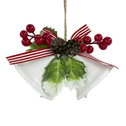 LIBERTY BELL WHITE SHINYx2 5″ W/ PINE & SHEER BOW