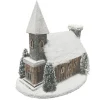 LOG LOOK CHURCH SNOWED WOODEN/RATTAN 13.5″x12″ NAT./BIRCH LOOK LED LIGHT-UP W/ TIMER