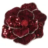 MAGNOLIA HEAD BURGUNDY 6″ VELVET W/ SEQUIN & CLIP