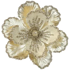 MAGNOLIA HEAD CHAMPAGNE 8″ GLITTER METALLIC W/ CLIP