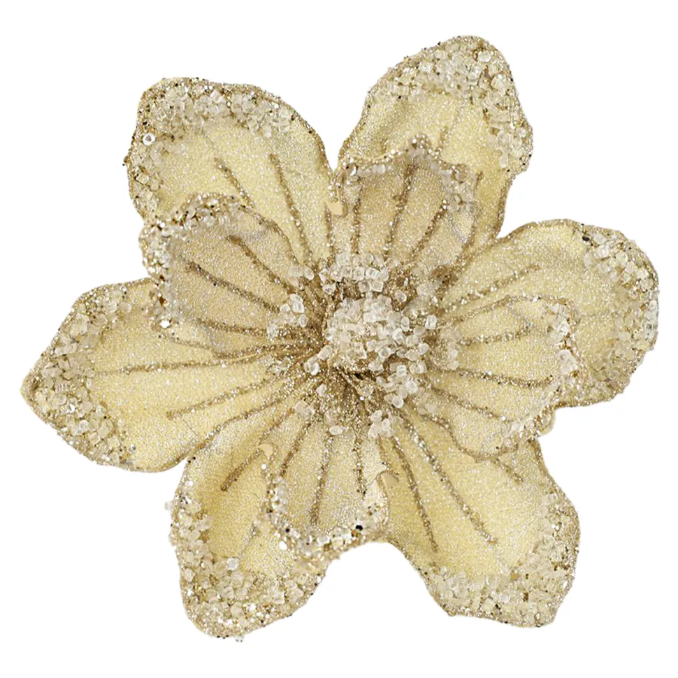 MAGNOLIA HEAD GOLD 8.5″ GLITTER METALLIC W/ CLIP