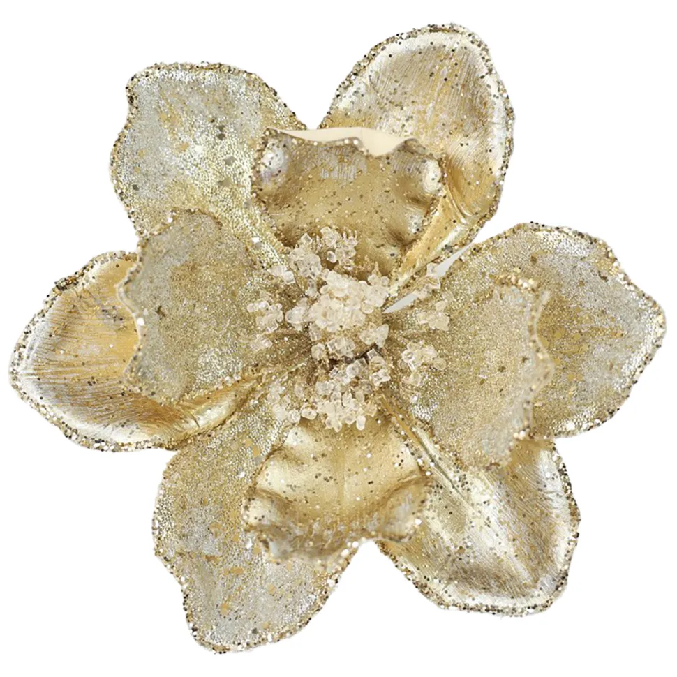 MAGNOLIA HEAD GOLD/SILVER 9.5″ GLITTER METALLIC W/ CLIP