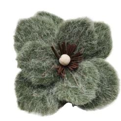 MAGNOLIA HEAD GREEN MOSS 6″ FELT FROSTED LOOK W/ CLIP