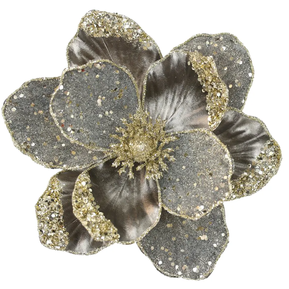 MAGNOLIA HEAD PLATINUM GRAY 8.5″ LEATHER CH GLITTER W/ CLIP