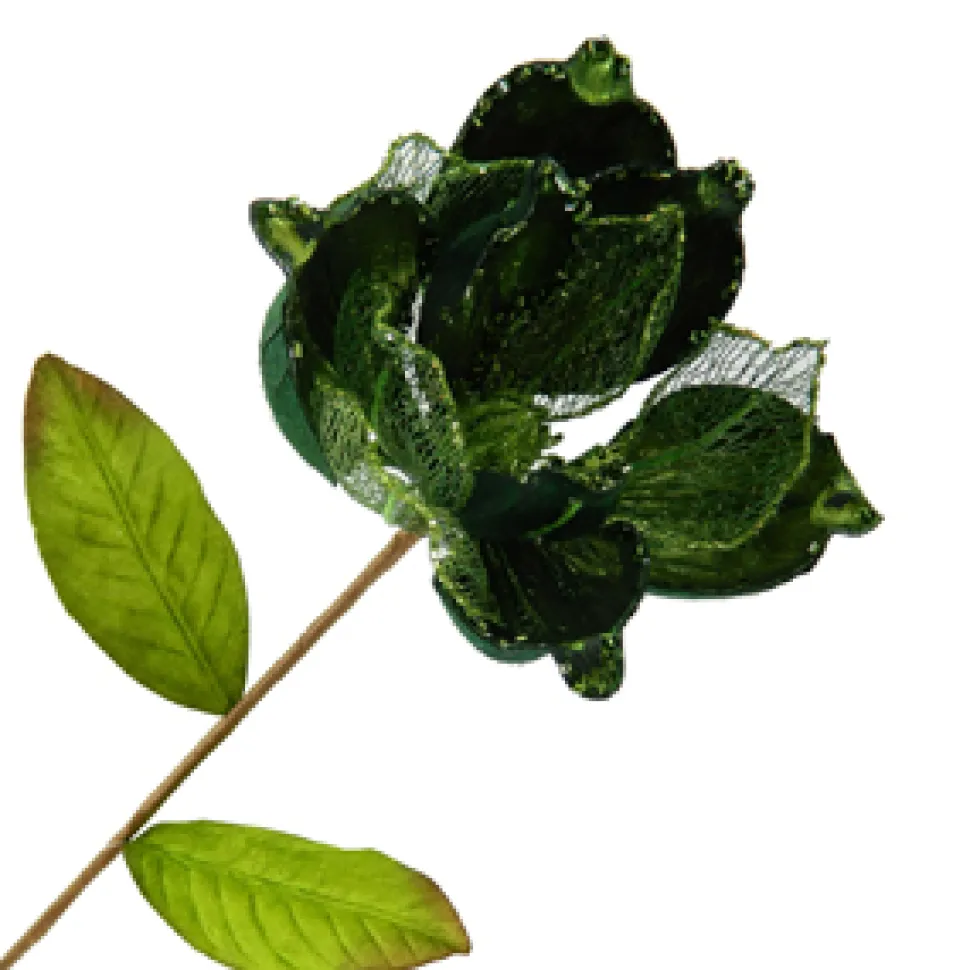 MAGNOLIA STEM GREEN 7″ HEAD METALLIC W/GLITTER TRIM
