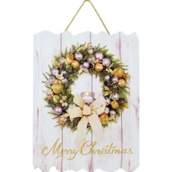 MDF WALL DECOR 12″X16″ 1 LED DECORATED WREATH WITH BOW (TMR)