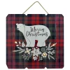 MDF WALL DECOR 16″X16″ 4 LED BEAR PRINT ON RED/ BLK BUFFALO PLAID (TMR)