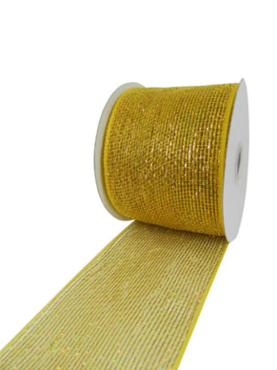 MESH RIBBON 4″ X 25 YDS GOLD LASER FULL SPARKLE
