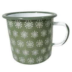 METAL ENAMEL MUG 4″ NORDIC SNOWFLAKES