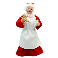 MRS. CLAUS STANDING 11″ RED/WHITE BAKER W/ GINGERBREAD