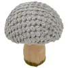 MUSHROOM WOODEN BODY|FABRIC CAP GREY/NATURAL 4.5″ GLITTER/FROSTED