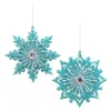 ORN BLUE / AQUA SNOWFLAKE 5″ W/ GLITTER & JEWEL 2 ASST.